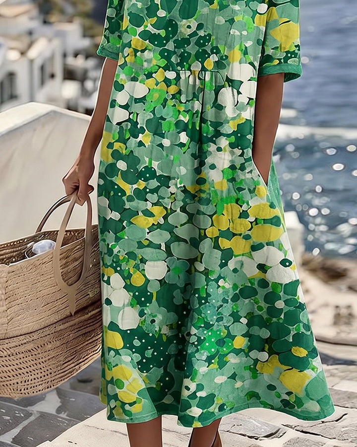 Santorini Midi Dress in Breathable Cotton Blend, Loose Flowing Fit 7
