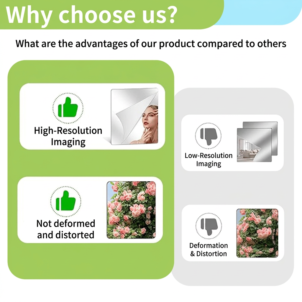 Self-Adhesive Flexible Shatterproof Wall Mirror, Cuttable PET Mirror Film 10