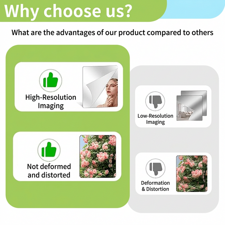 Self-Adhesive Flexible Shatterproof Wall Mirror, Cuttable PET Mirror Film 10