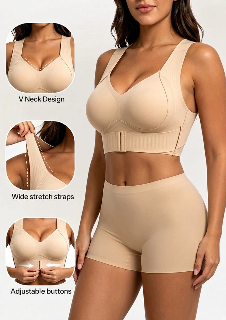 Wireless Seamless Support Bra with Wide Straps and Breathable Stretch Fabric 6
