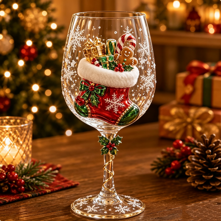 3D Christmas Wine Glasses – Festive Sipping with Holiday Charm 6