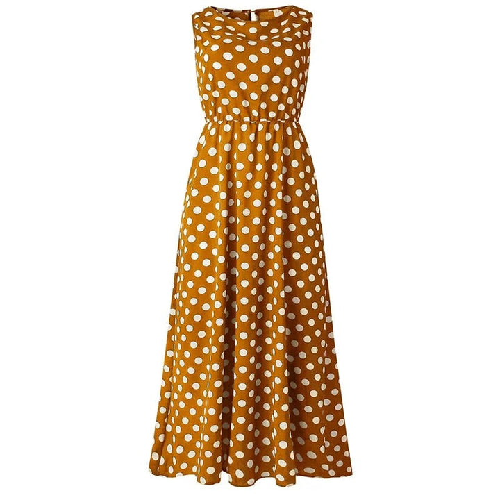 Sleeveless Polka Dot Dress with Defined Waist 8