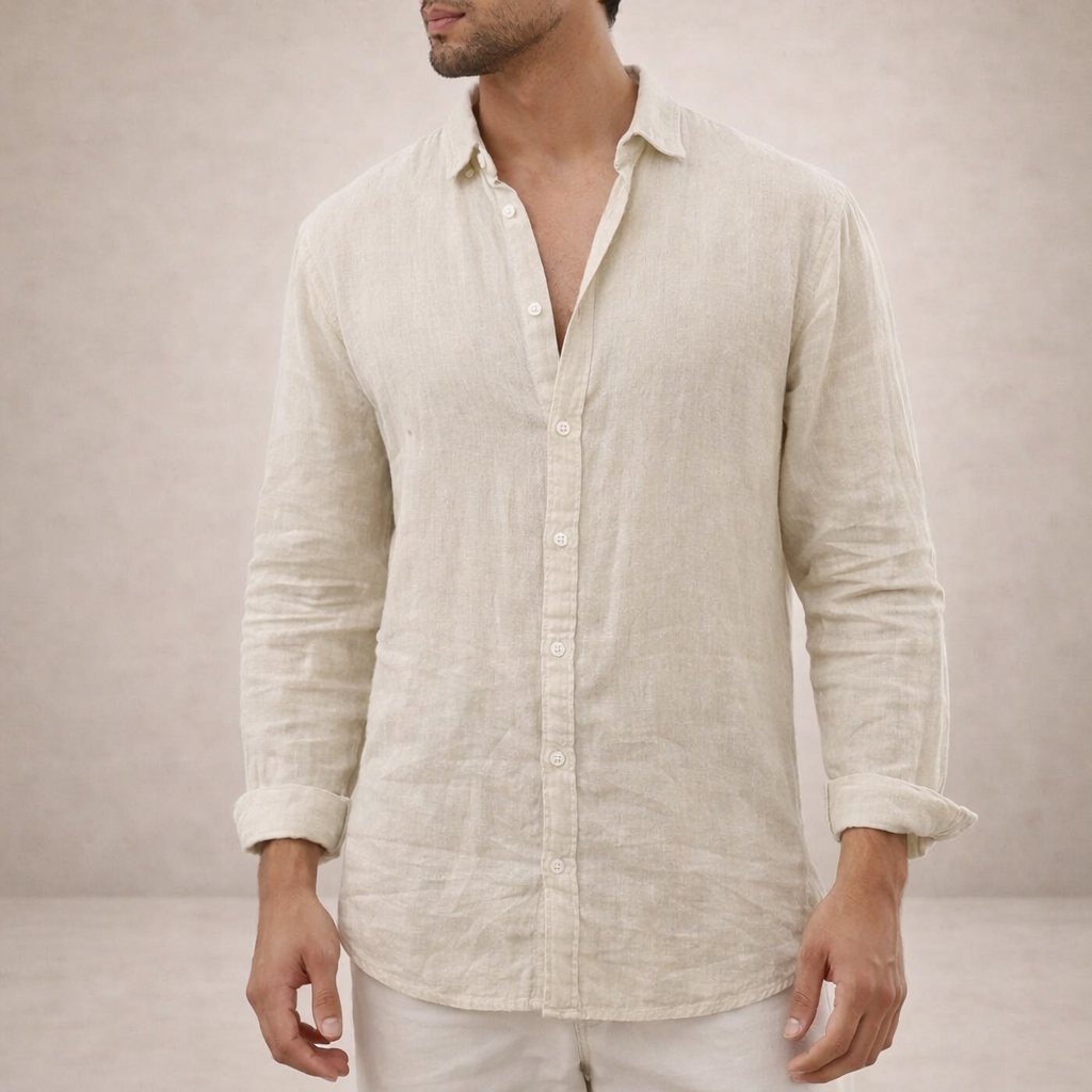 Men's Regular Fit Linen Button-Down Casual Shirt 6