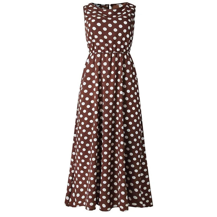 Sleeveless Polka Dot Dress with Defined Waist 1
