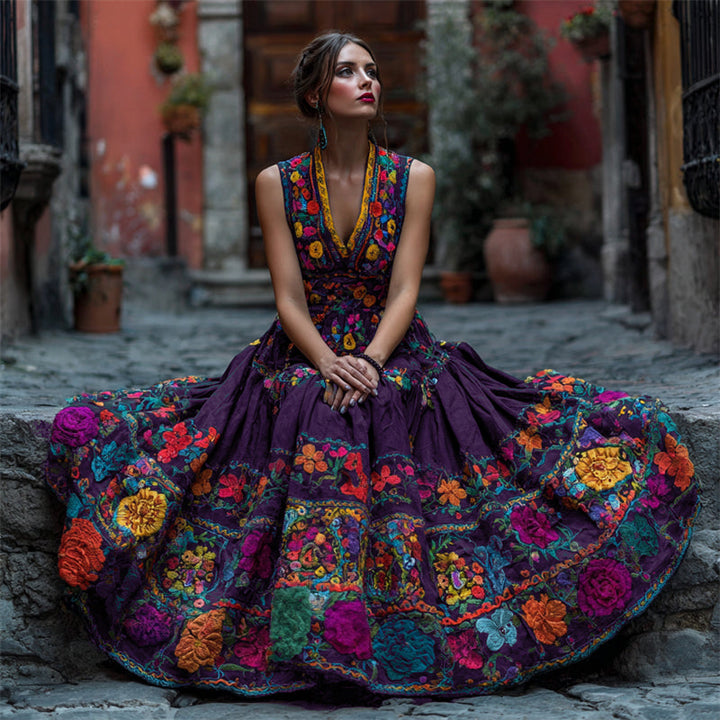 Women's Floral V-Neck Sleeveless Maxi Dress for Parties & Special Occasions 3