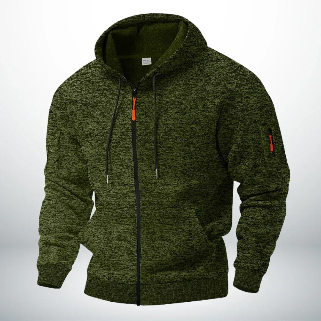 Men's Zip-Up Hoodie with Hood and Zippered Sleeve Pocket 4