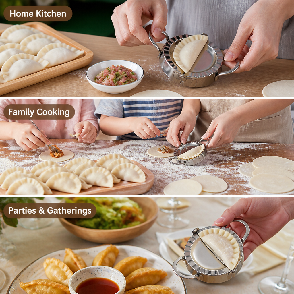 Stainless Steel Dumpling Mold and Dough Cutter Set, 2 Pieces 5