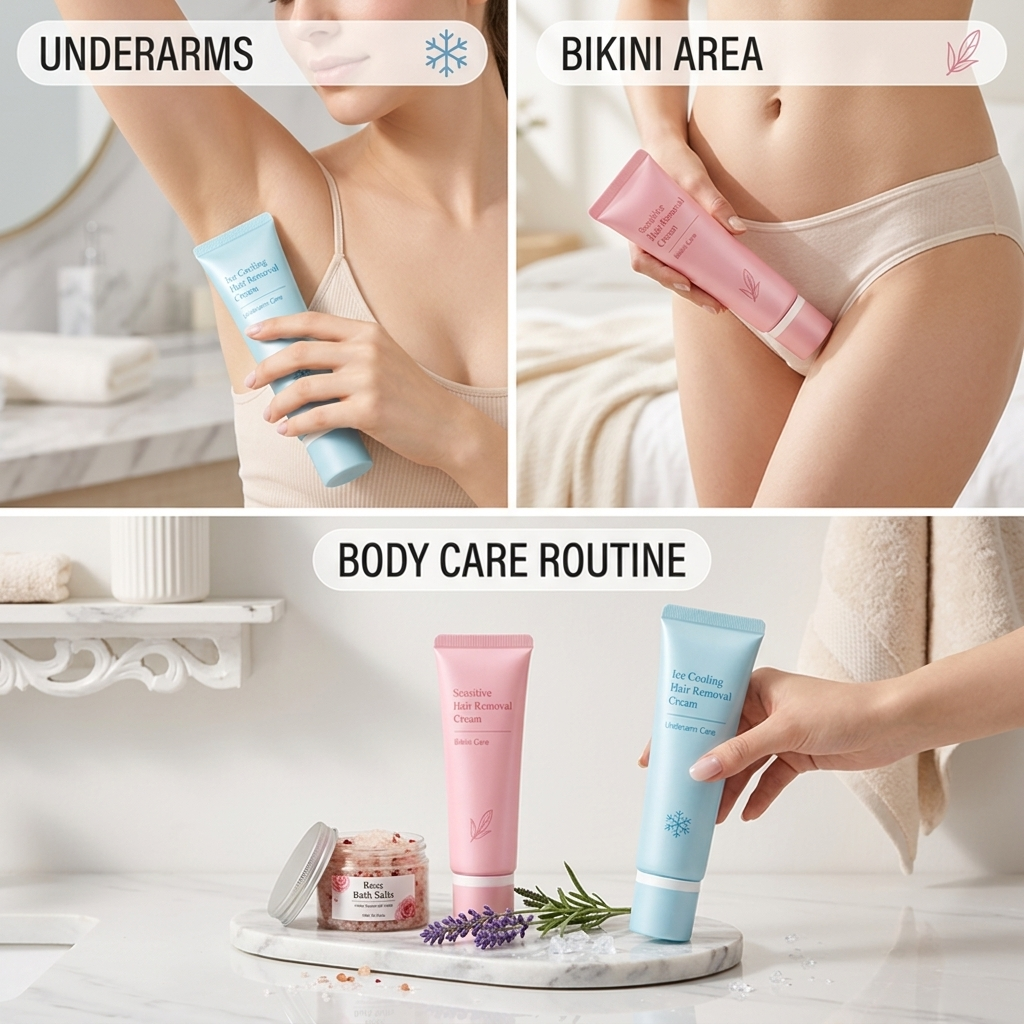 Ice Sensation Hair Removal Cream for Underarms and Bikini Area with Rose and Lavender 5