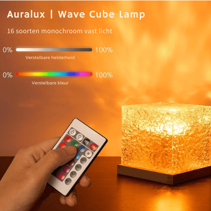 Wave Cube LED Table Lamp with Flowing Color Light Waves 8