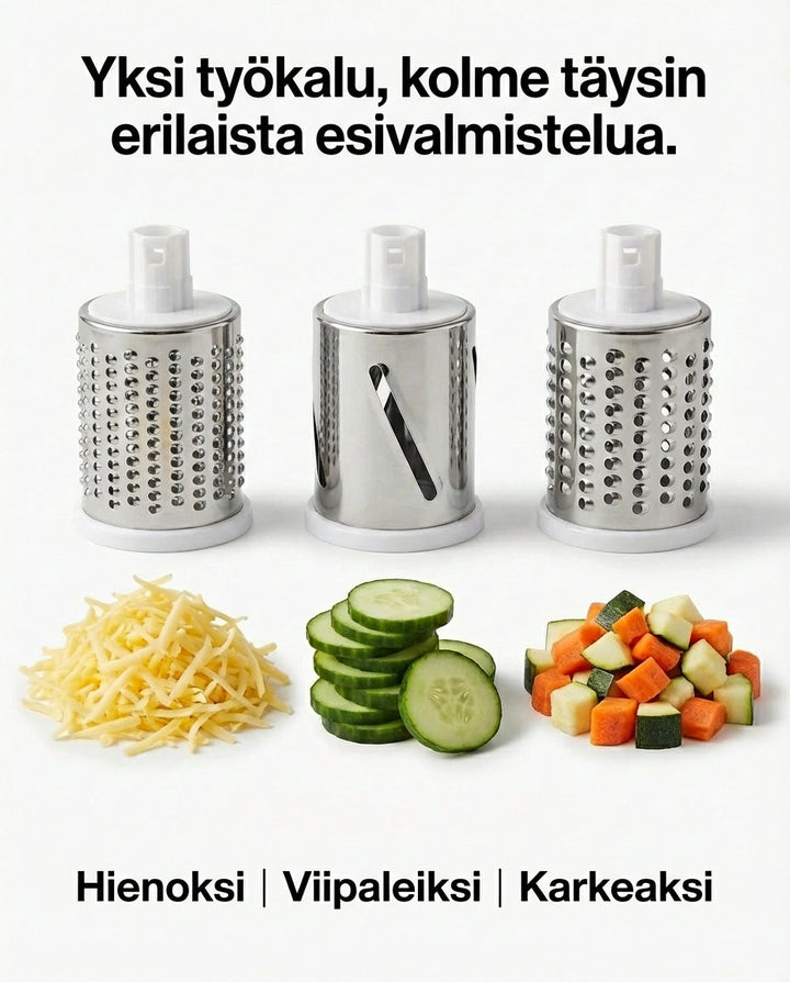 3-in-1 Rotary Vegetable Chopper with Suction Base and Interchangeable Drums 6