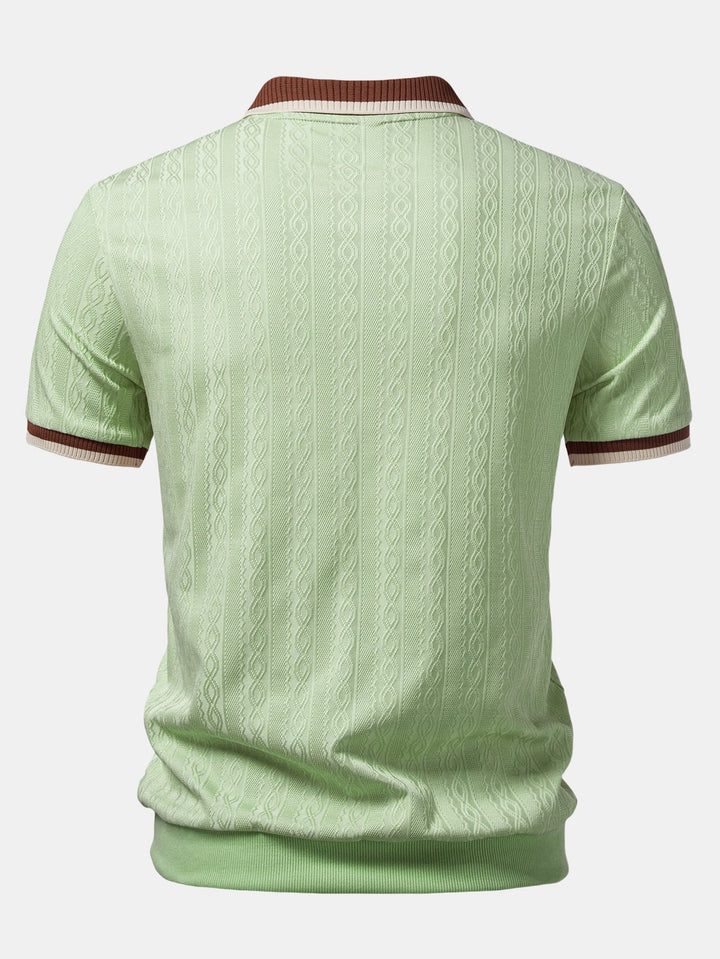 Men's Textured Knit Quarter Zip Polo Shirt, Tailored Fit 8