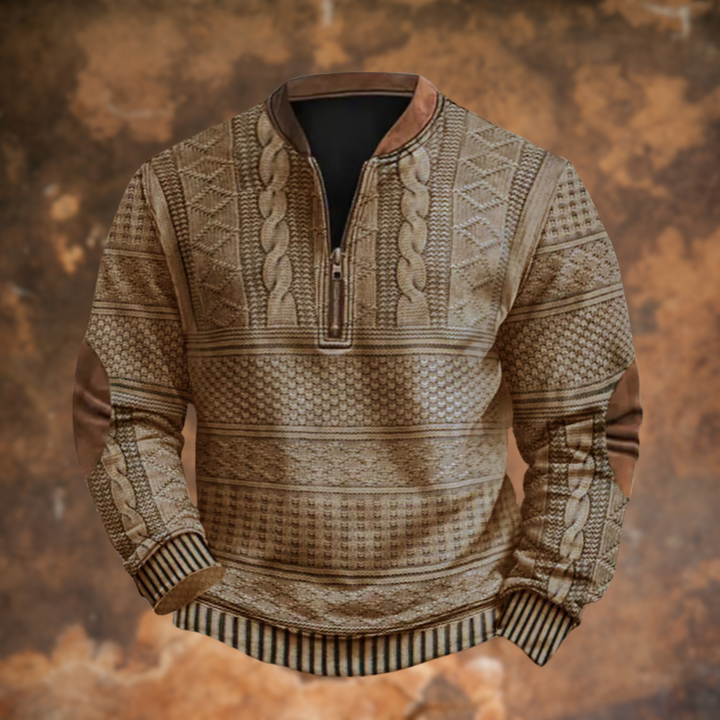 Men's Knit Half-Zip Sweater with Elbow Patches 3