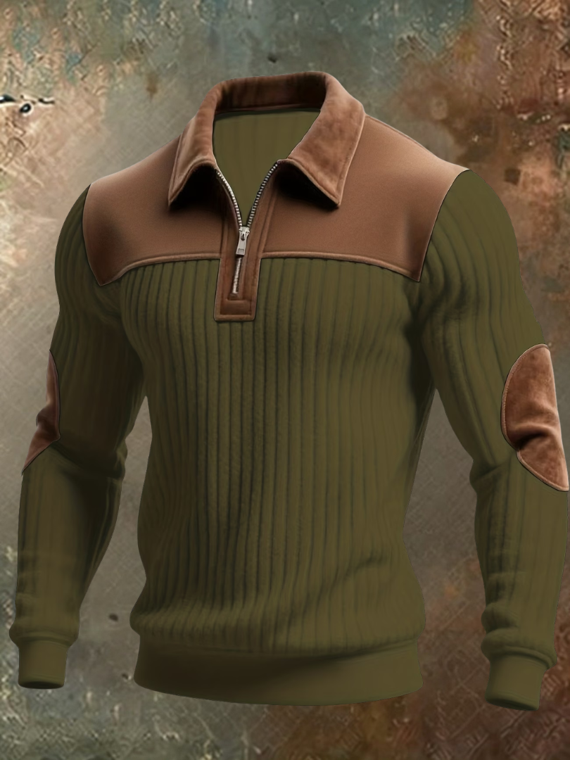 Luxe Men's Sweater with Suede-Look Accents 4