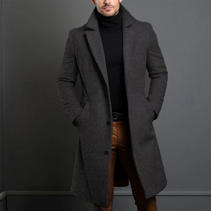 Men's Wool Overcoat – Tailored Longline Winter Coat for Work and City Wear 3