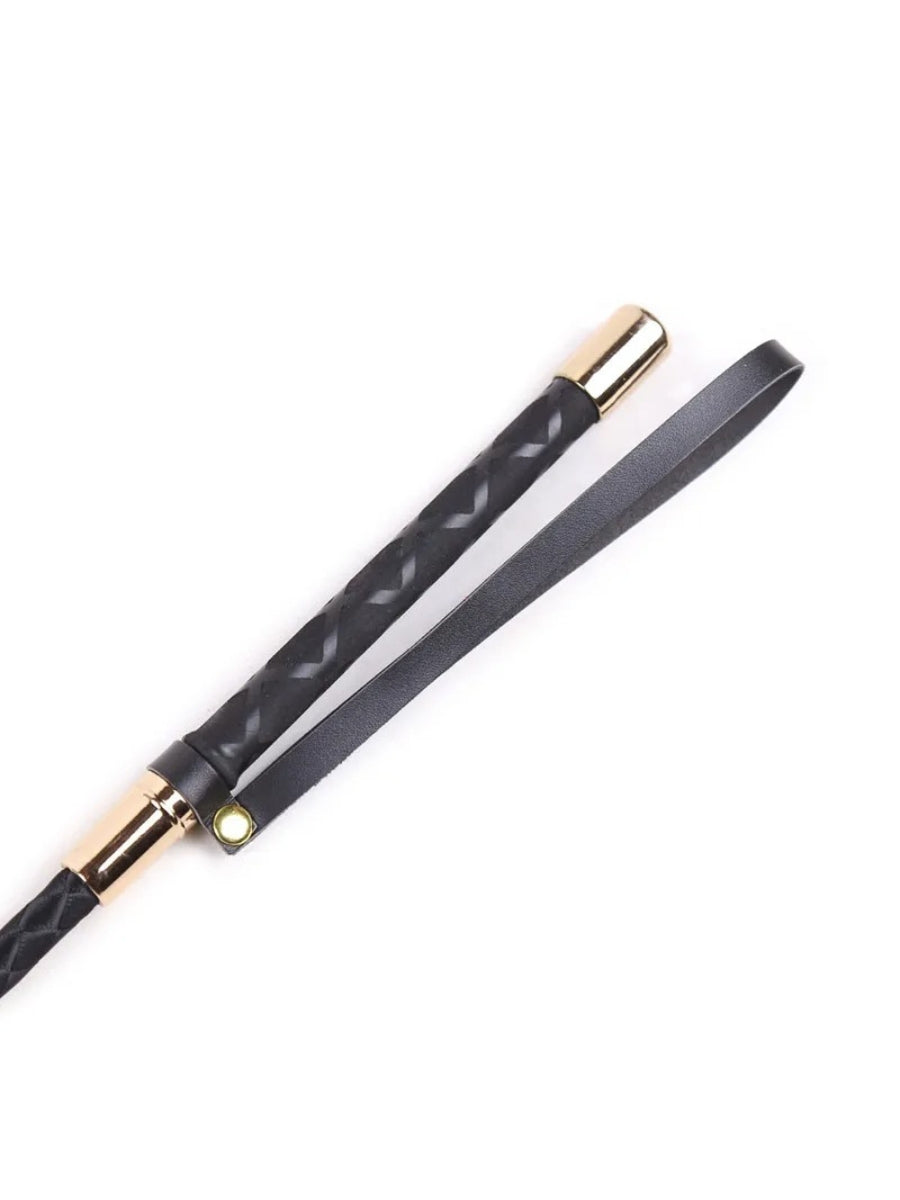Faux Leather Whip with Gold Hardware, Lightweight and Flexible, 30cm 3