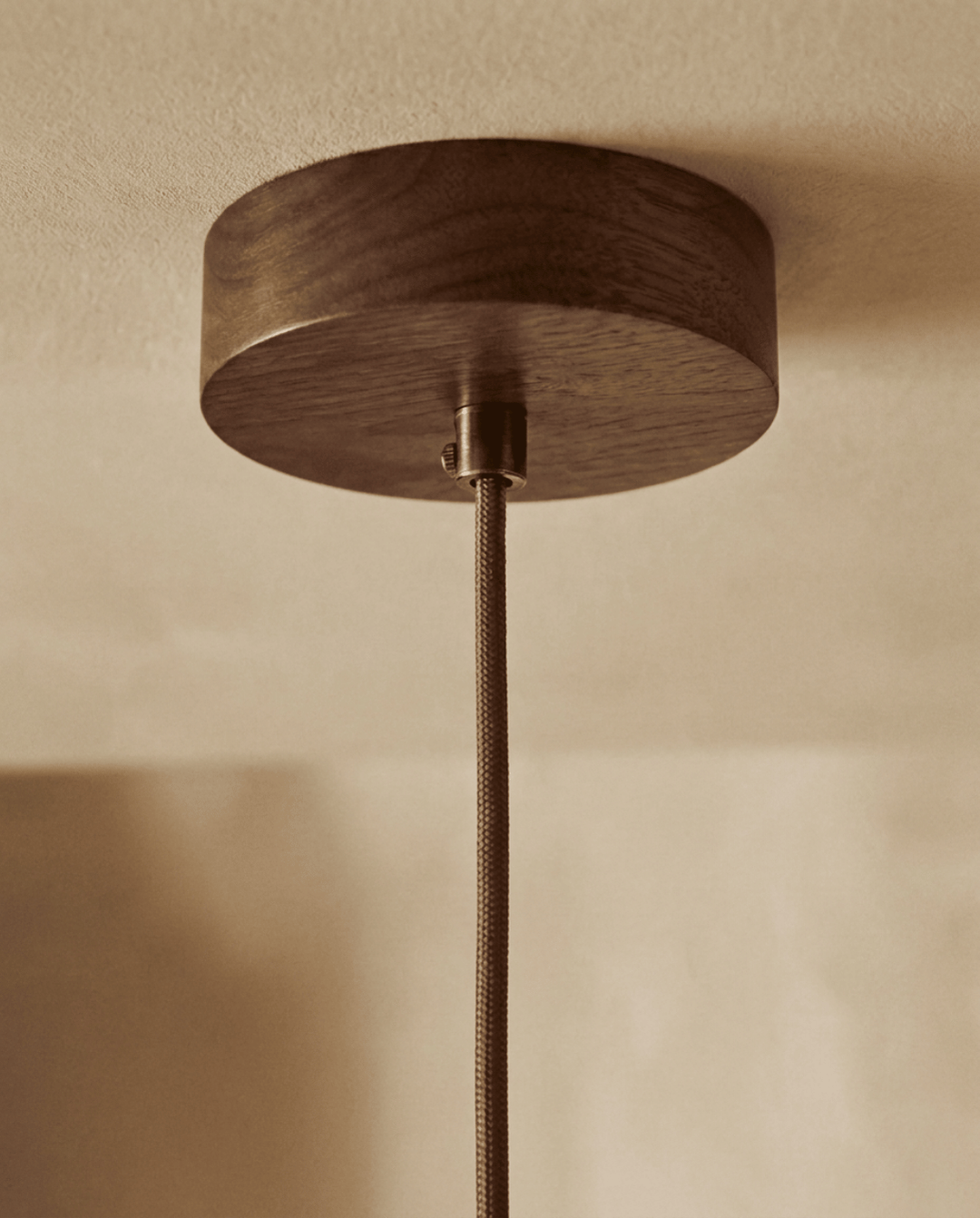 Yellow Travertine Pendant Light with Solid Wood Accent 4