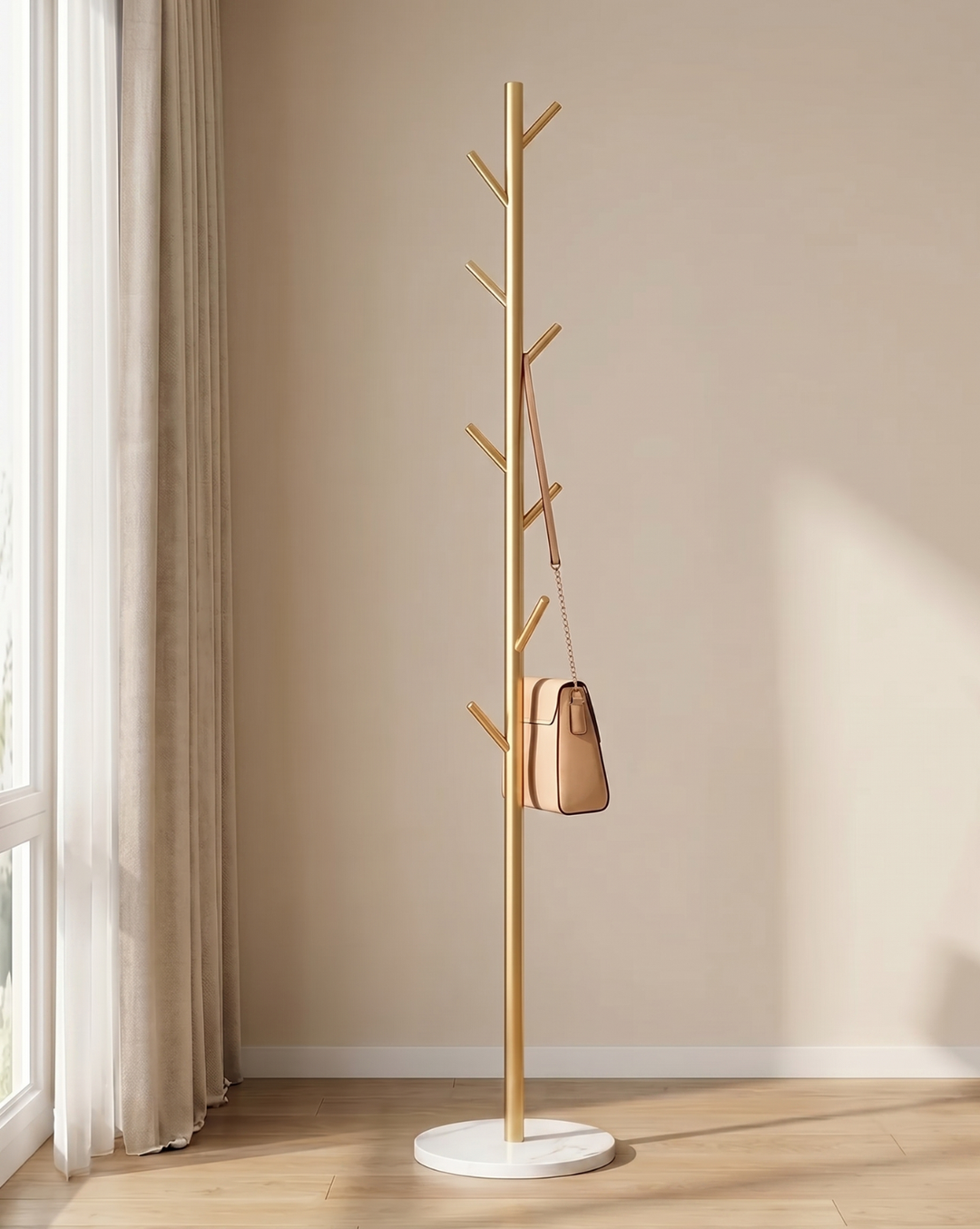 Freestanding Coat Rack in Black Metal with 8 Hooks 4