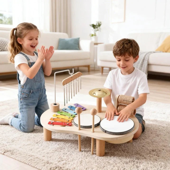 Montessori Wooden Music Toy Set with Xylophone and Chimes 4