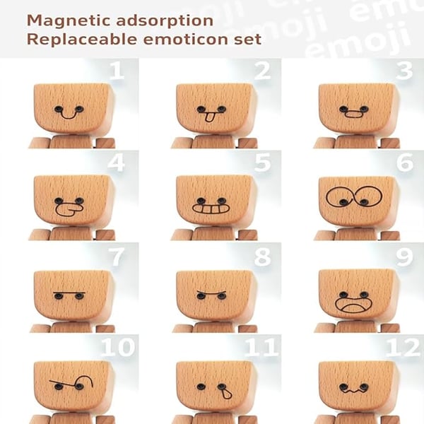Handcrafted Wooden Swaying Figure with 12 Magnetic Faces 8