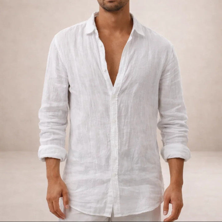Men's Regular Fit Linen Button-Down Casual Shirt 3