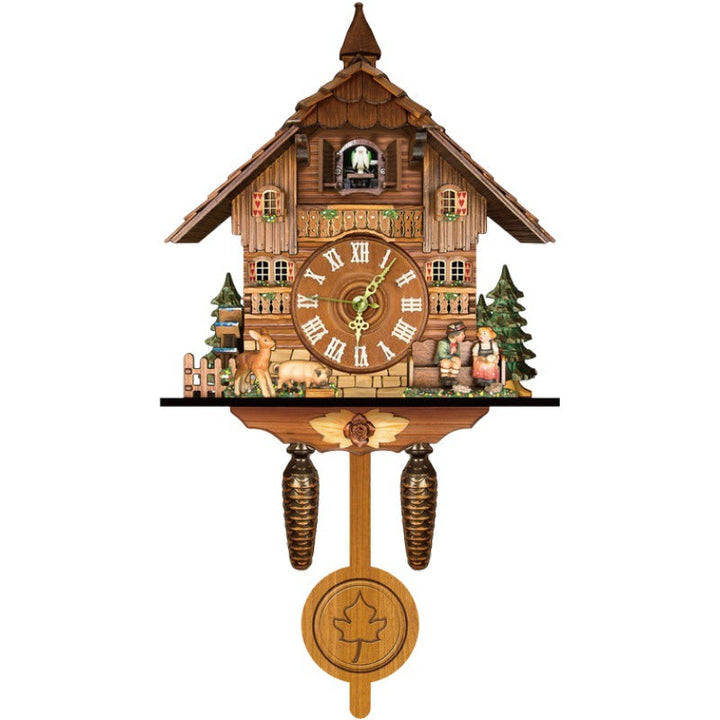 Traditional Wooden Cuckoo Clock in Chalet Design with Music, Pendulum and Night Shutoff 11