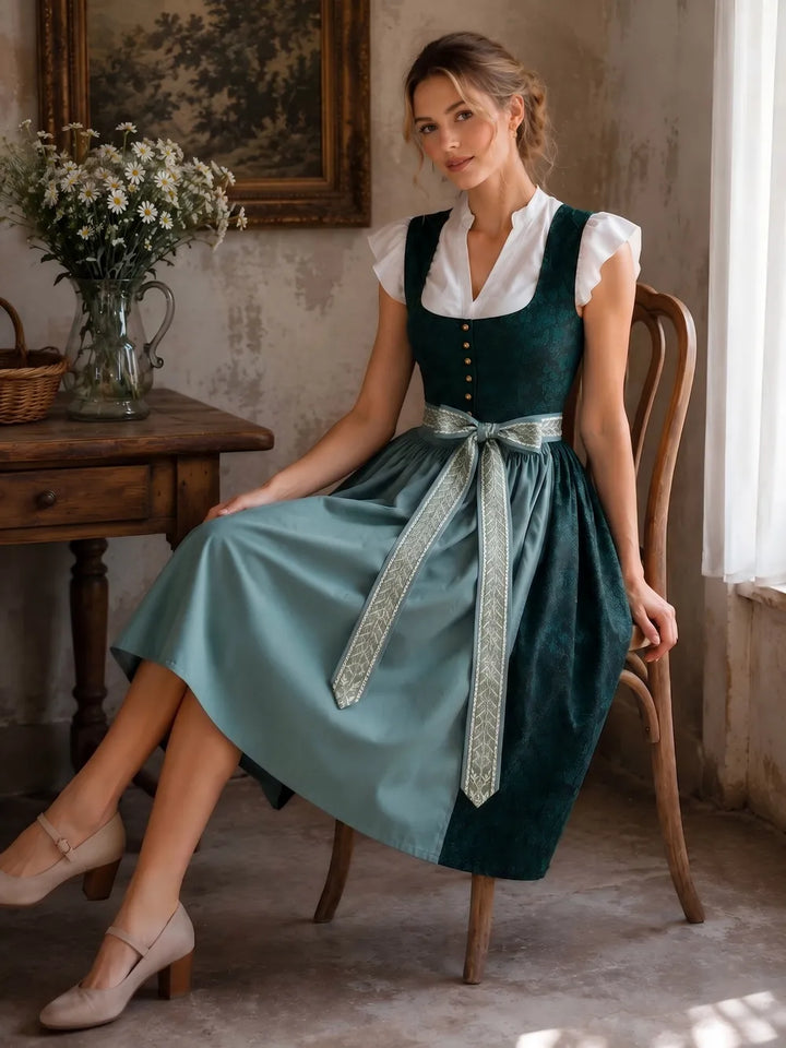 Woven Dress with Curved Front Hem and Lace-Up Detail 3