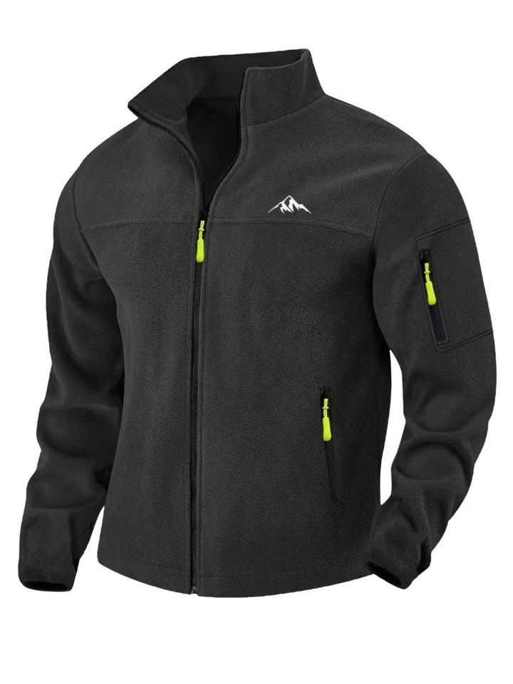Men's Windproof Fleece Jacket with Stand Collar and Full Zip 6