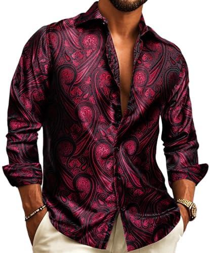 Men's Paisley Jacquard Shirt – Long-Sleeve Style for Weddings & Evening Wear 2