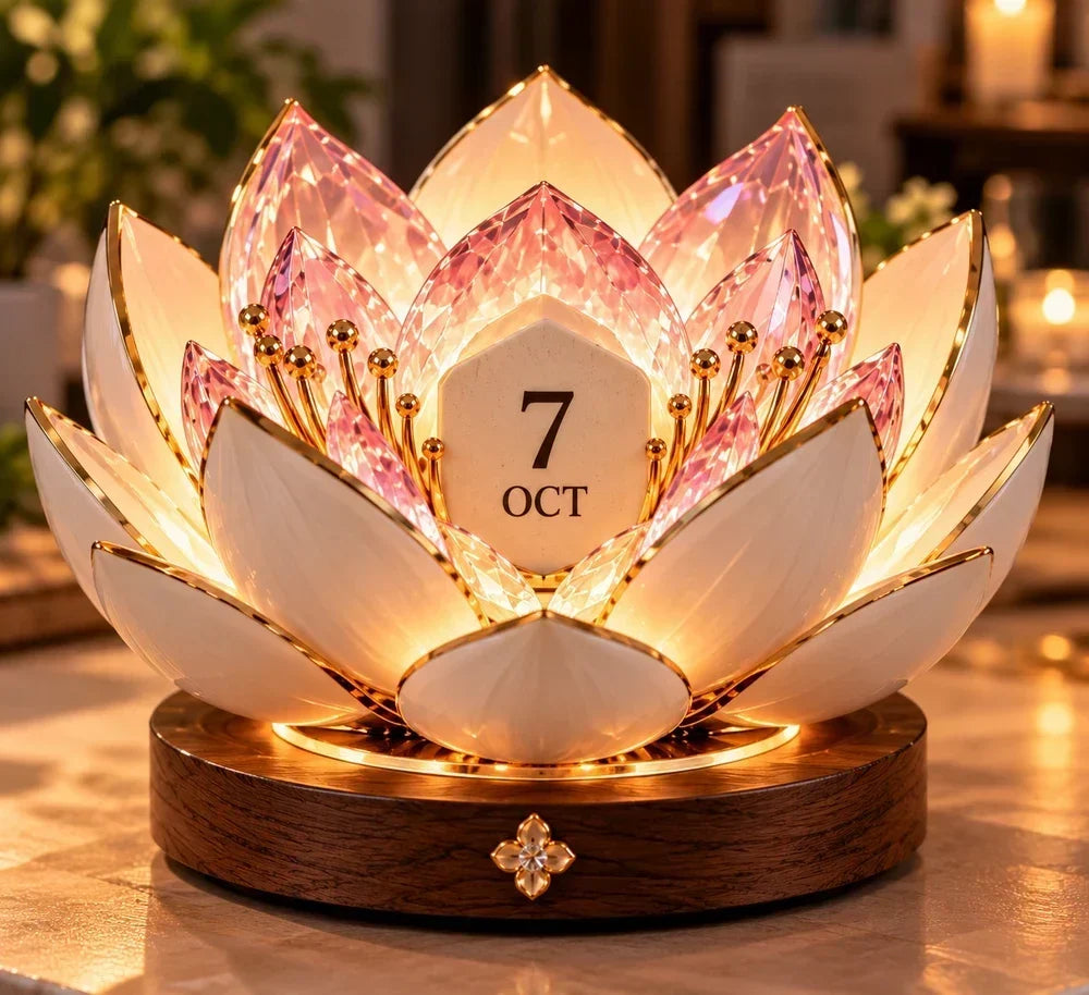 Blooming Perpetual Calendar with Automatic Opening Flower and Warm Ambient Light 5