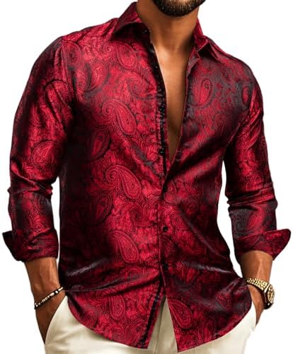 Men's Paisley Jacquard Shirt – Long-Sleeve Style for Weddings & Evening Wear 9