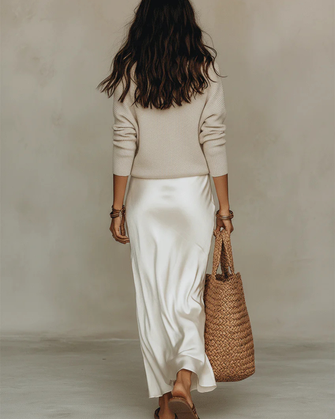 Satin Midi Dress with Cozy Sweater Combo 9