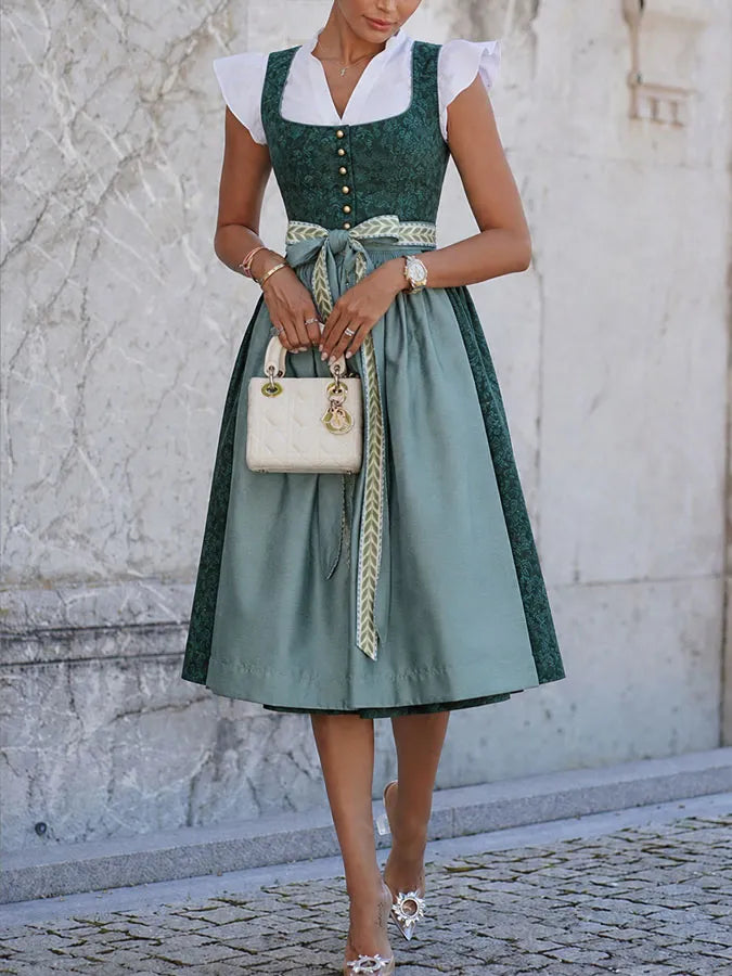 Woven Dress with Curved Front Hem and Lace-Up Detail 4