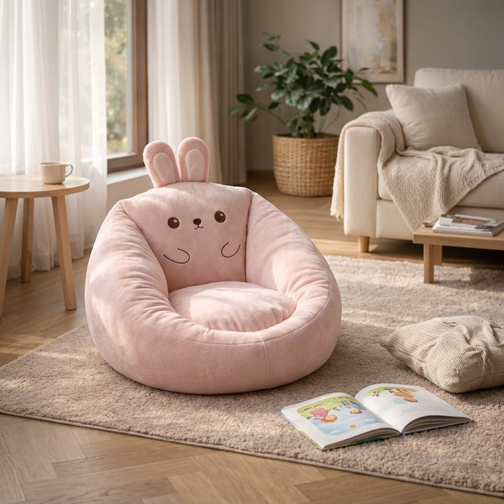 Plush Animal Bean Bag Floor Chair, Soft Velour Lounge Seat 7