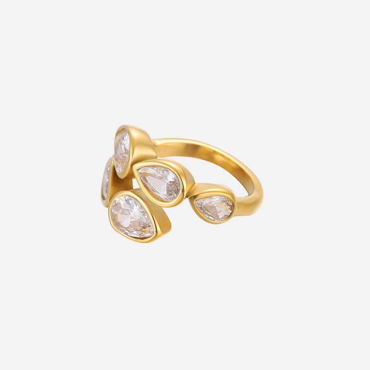 Lustre Adjustable Ring with Pear-Shaped Crystals 1