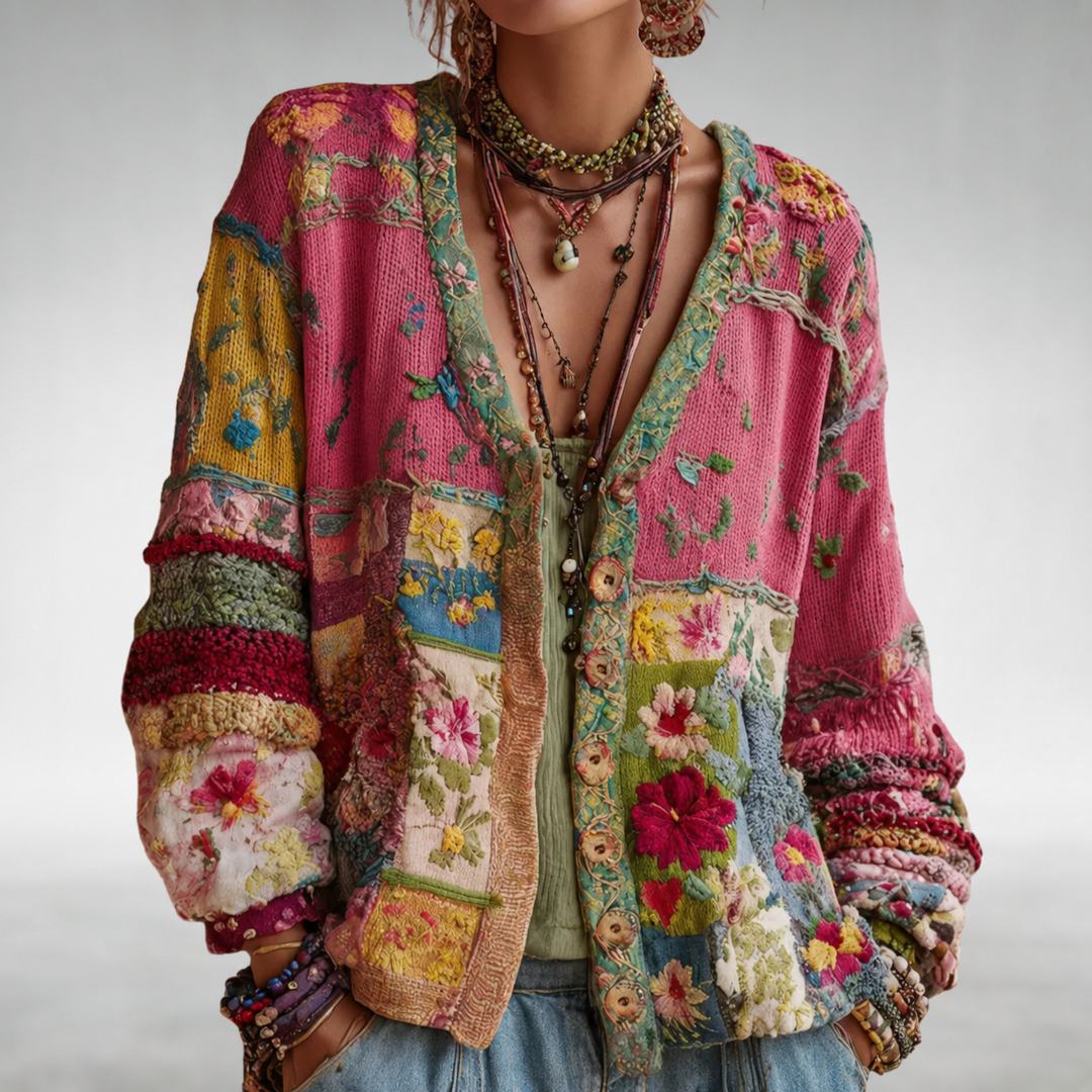 Boho Floral Patchwork Knit Jacket 2