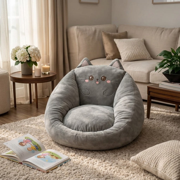 Plush Animal Bean Bag Floor Chair, Soft Velour Lounge Seat 5