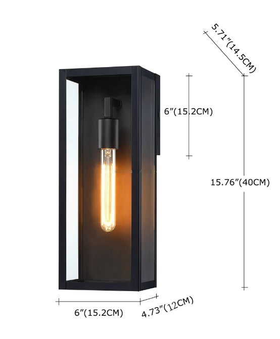 Modern Black Outdoor Wall Lantern with Clear Glass, Dusk to Dawn Sensor 10