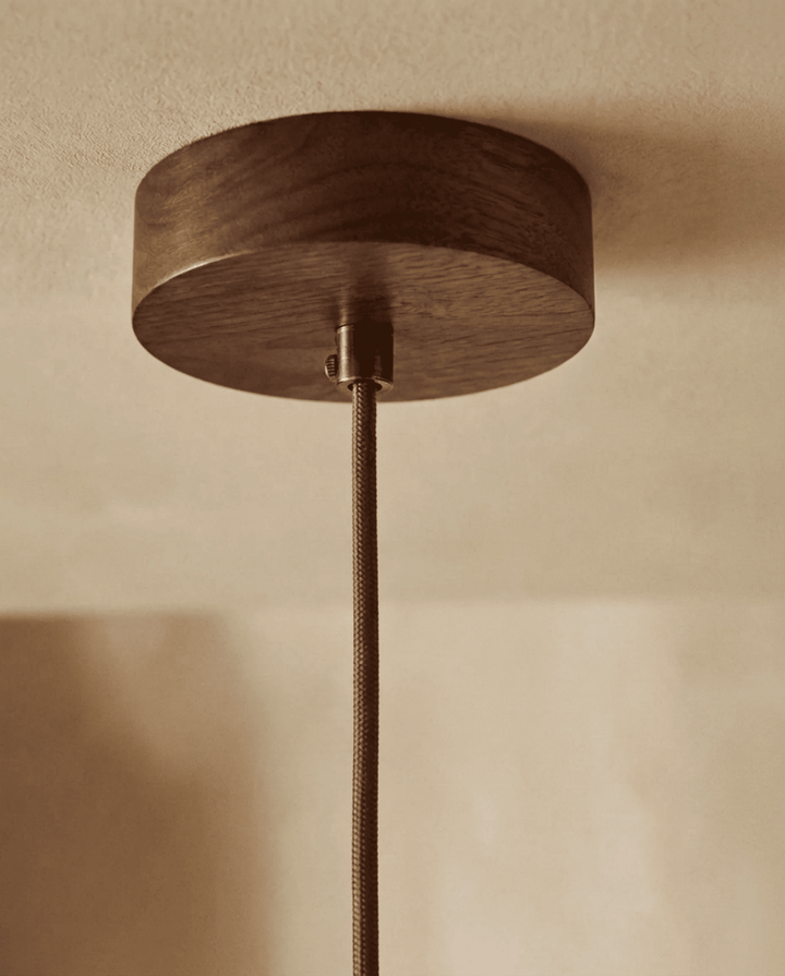Yellow Travertine Pendant Lamp, Wabi-Sabi Cylinder Design 5