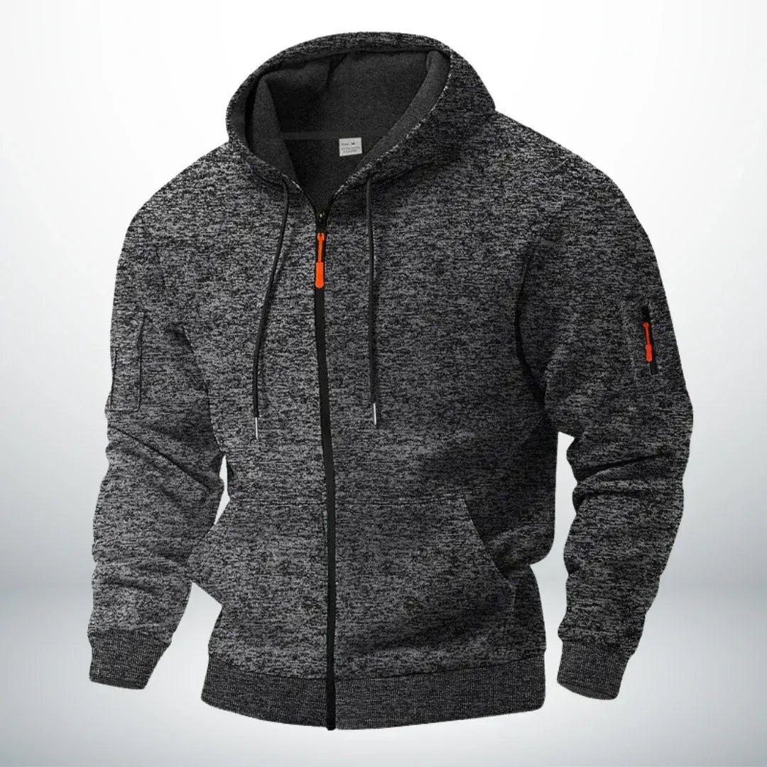 Men's Zip-Up Hoodie with Hood and Zippered Sleeve Pocket 5