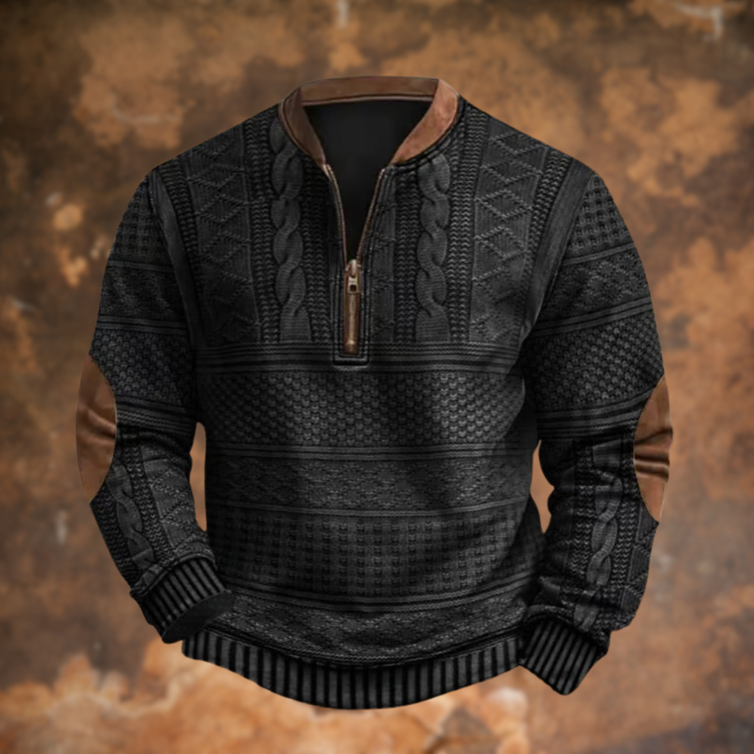 Men's Knit Half-Zip Sweater with Elbow Patches 2