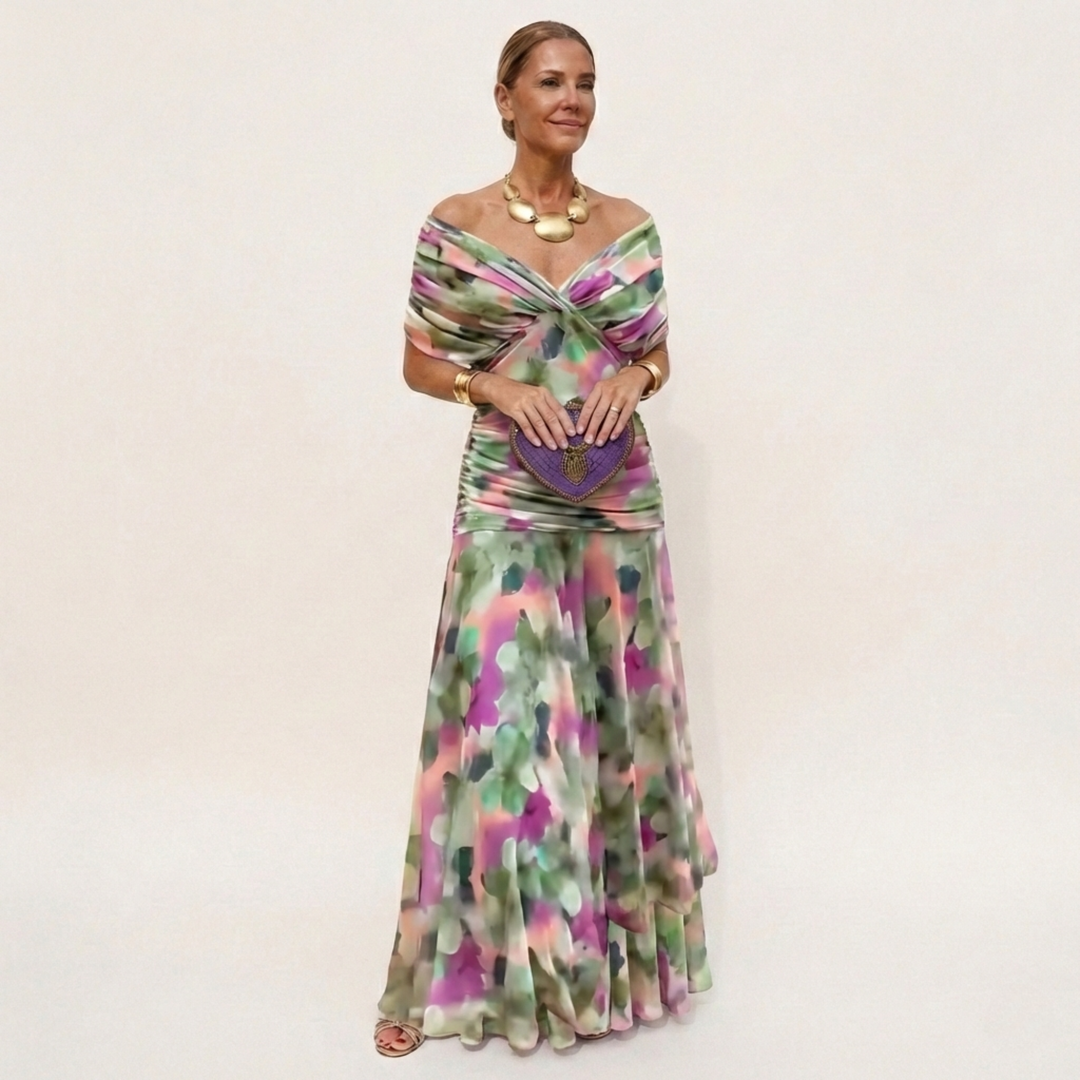 Women's Long Elegant Flowy Dress – V-Neck Sophisticated Design 6
