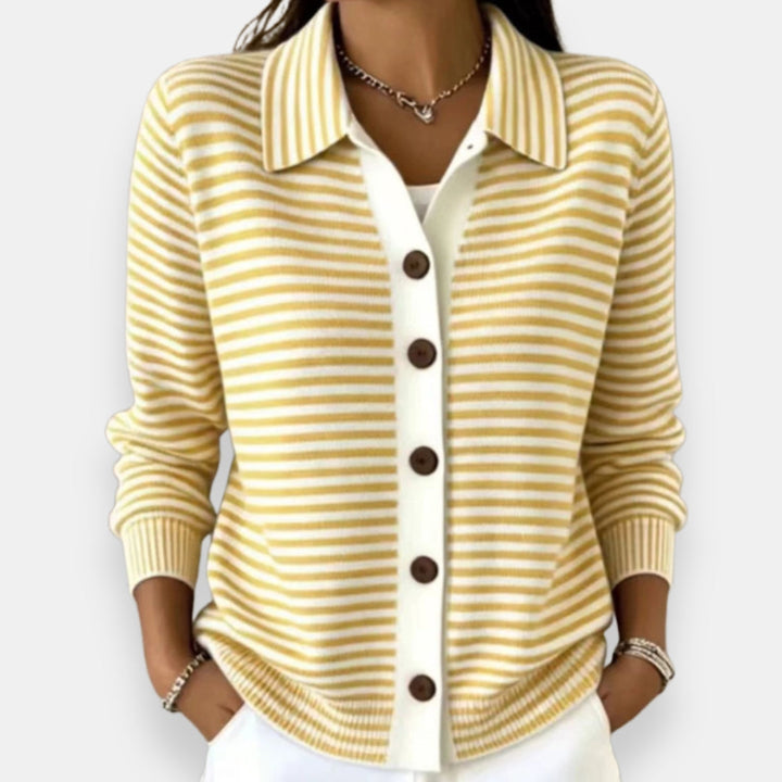 Striped Button Cardigan with Ribbed Cuffs 6