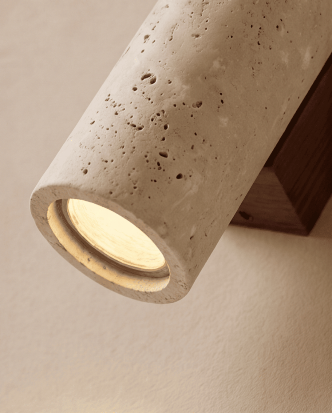 Natural Travertine Stone and Solid Wood Wall Sconce 5