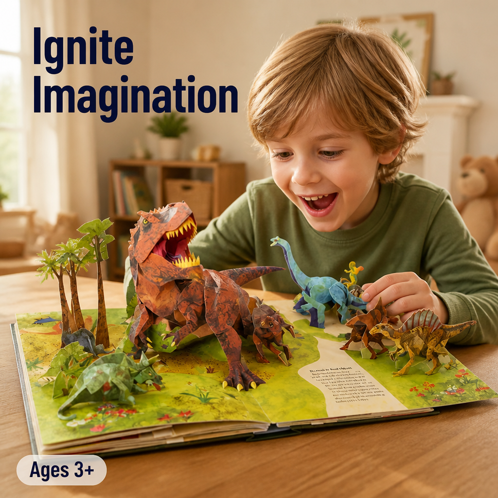 3D Dinosaur Pop-Up Book for Kids with Giant Paper Scenes and Fun Facts 6