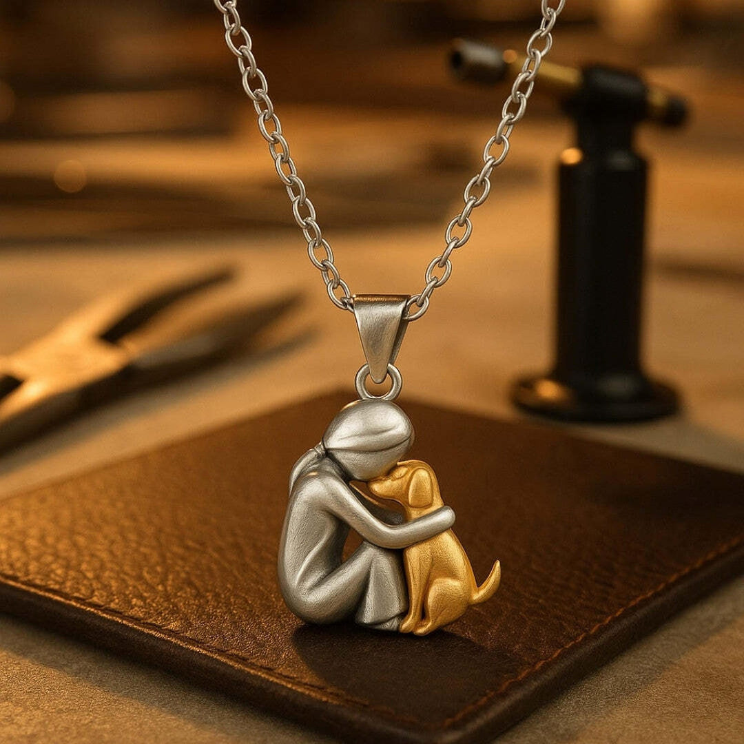 Forever in Your Heart Dog Hug Pendant Necklace 1