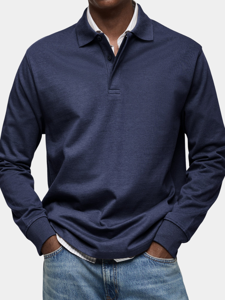 Luxury Long Sleeve Polo Shirt for Men - Soft, Breathable Casual Style 1