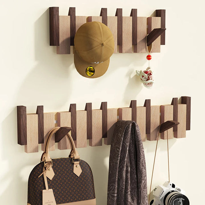 Wooden Wall Coat Rack – Foldable Hooks with Minimalist Design 2