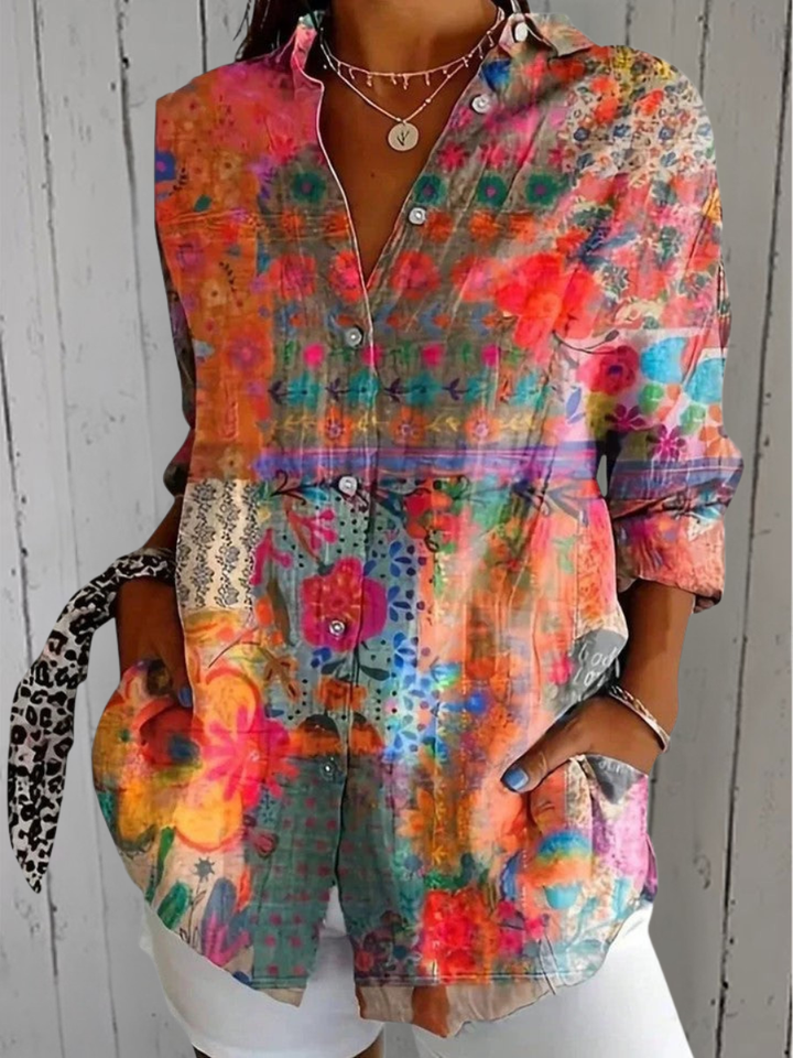 Anica Blouse with Artistic Print Pattern 2