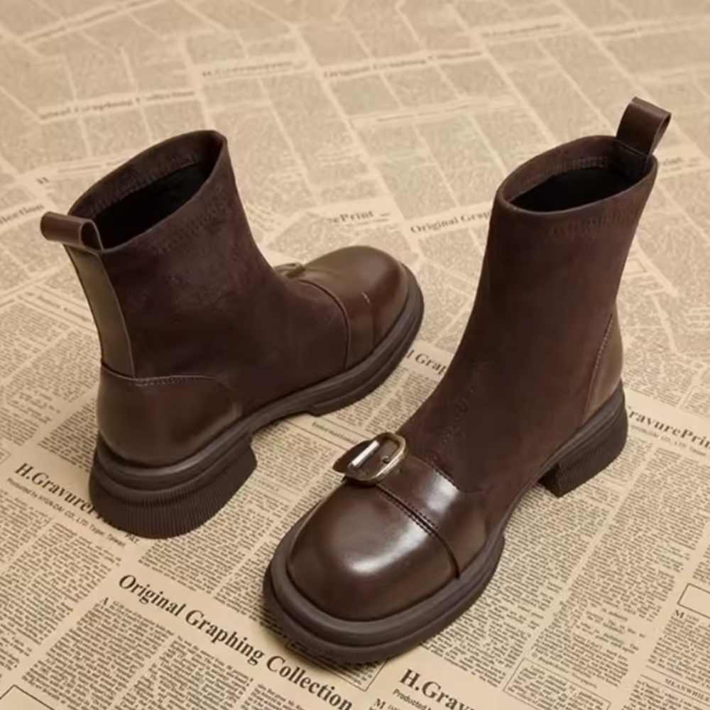 Suede Comfort Boots with Leather Trim 2