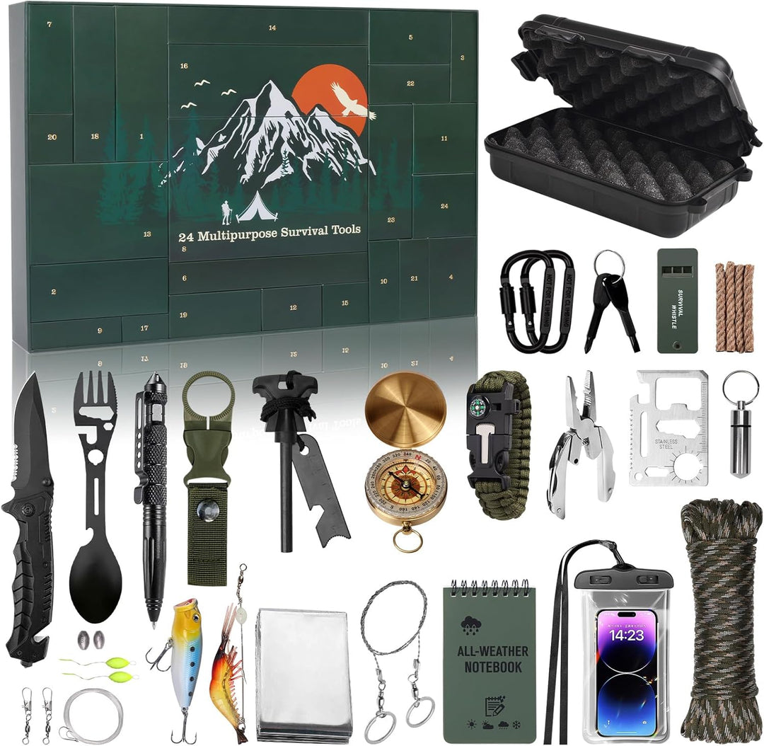 2026 Survival Advent Calendar with 24 Outdoor Gear Pieces 1